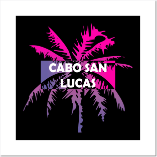 Cabo San Lucas Mexico Neon Tropics Vacation Palm Trees Posters and Art